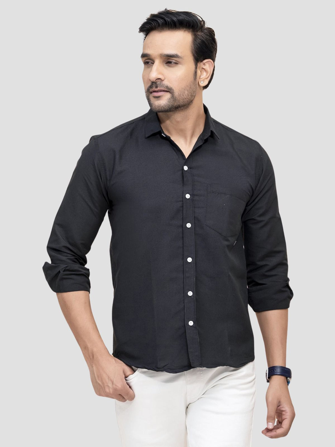 Black and Teal Blue Full Sleeve Shirt