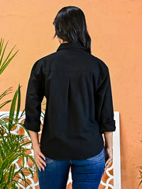Pack Of 2 Womens Beige And Black Cotton Loose Fit Shirt Combo