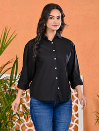 Pack Of 2 Womens Beige And Black Cotton Loose Fit Shirt Combo