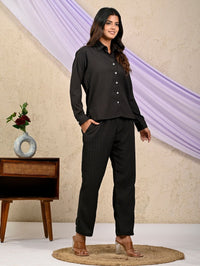 Black Cotton Co-Ord Set For Women