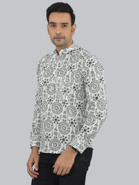 Mens Regular fit Black Tribal Printed Cotton short Kurta