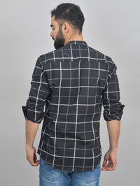 Pack Of 2 Mens Black Wide And Grey Check Cotton Short Kurta Combo