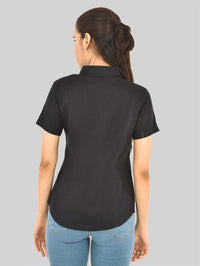 Womens Regular Fit Black Half Sleeve Cotton Shirt