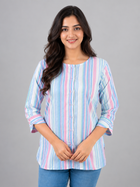 Blue Rainbow Stripe Cotton Shirts