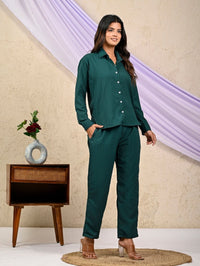 Green Cotton Co-Ord Set For Women