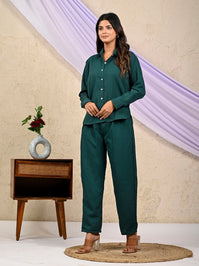 Green Cotton Co-Ord Set For Women