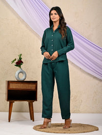 Green Cotton Co-Ord Set For Women