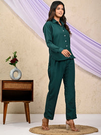 Green Cotton Co-Ord Set For Women