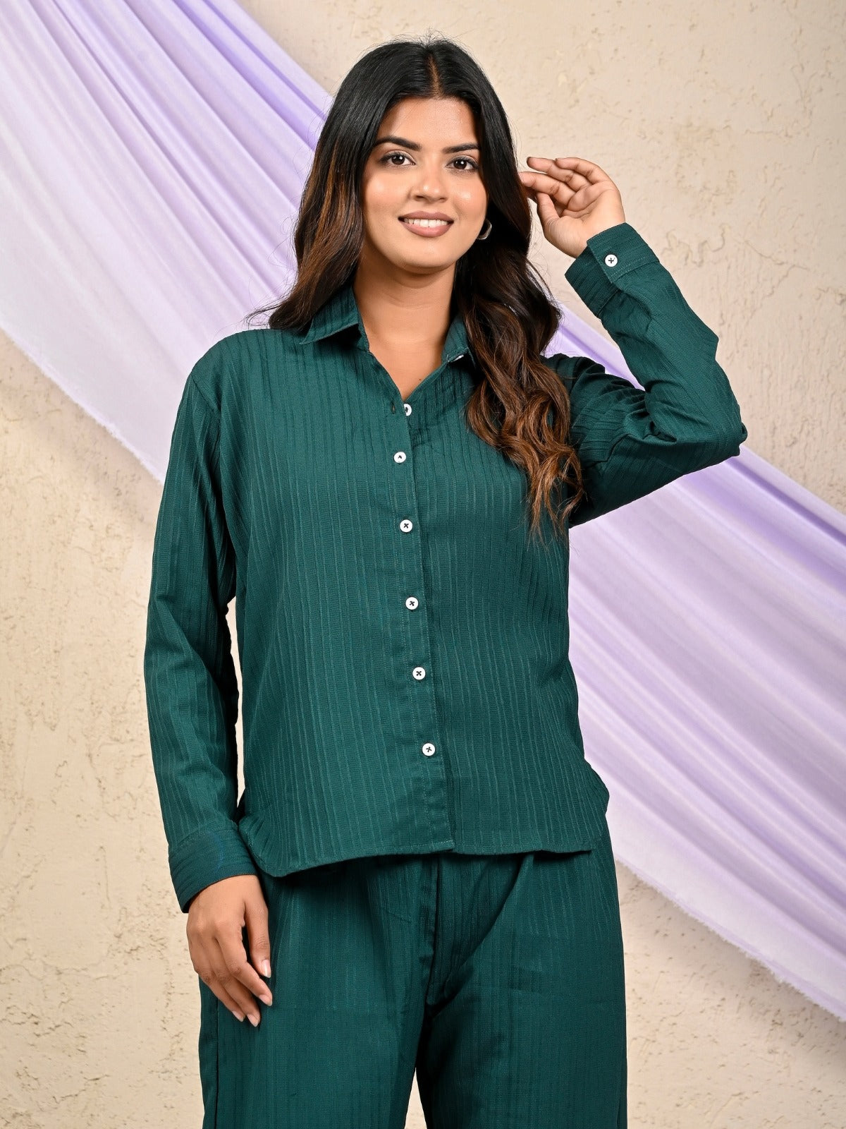 Green Cotton Co-Ord Set For Women