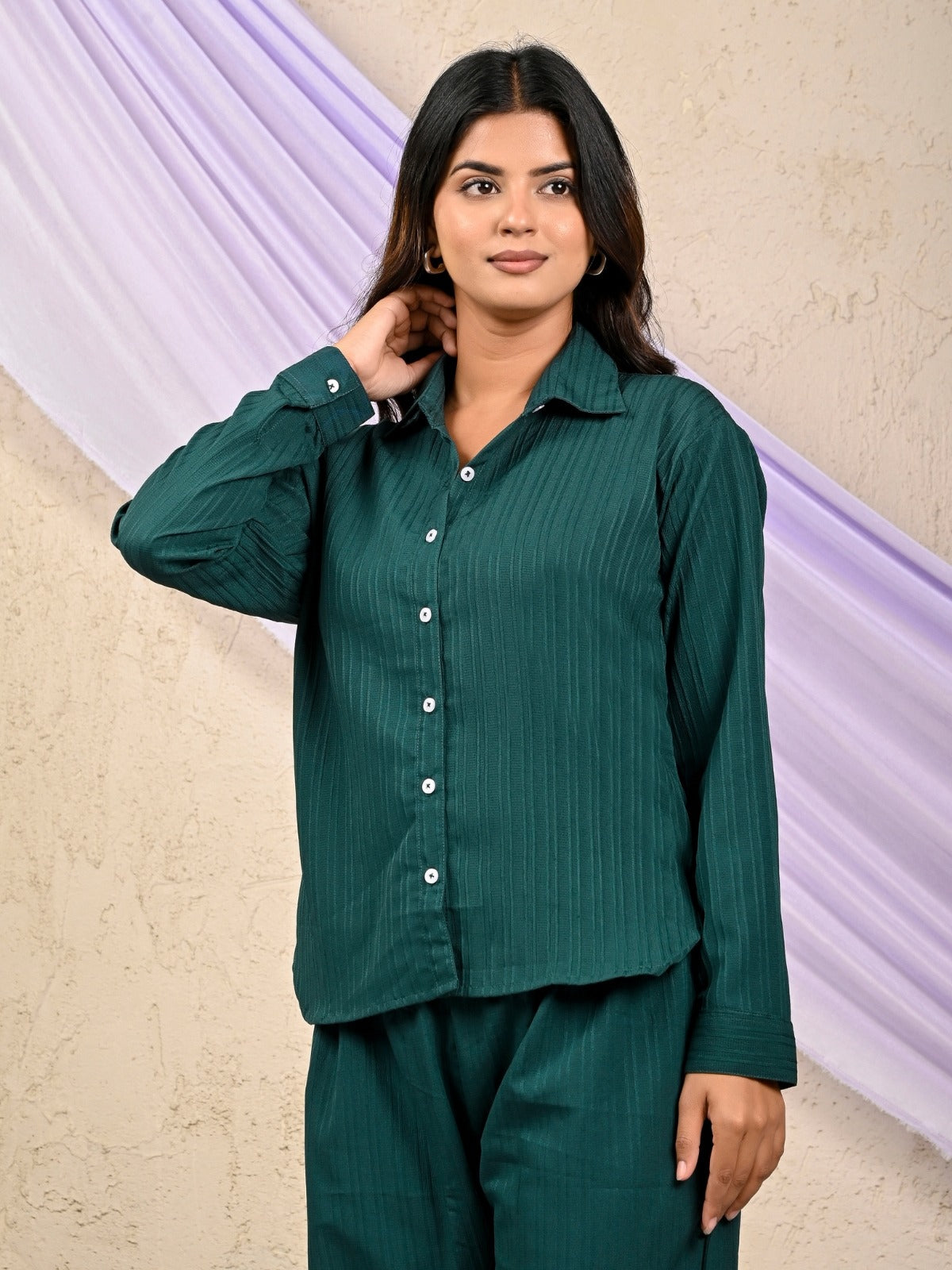 Green Cotton Co-Ord Set For Women