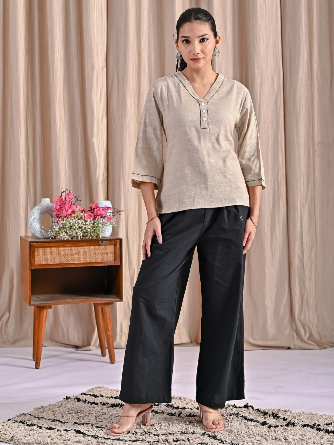 Chiku Handloom Cotton Anchor Thread Designer Top