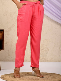 Women Regular Fit Gajri Pink Rayon Trouser