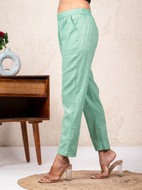 Women Solid Green South Cotton Trouser