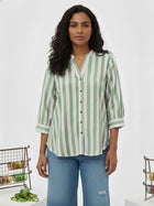 Green Pleated shoulder Stripe Shirt