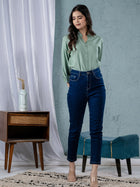 Women Solid Green Viscose Shirt