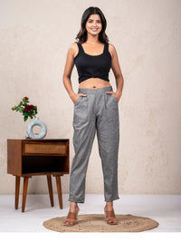 Women Solid Grey South Cotton Trouser