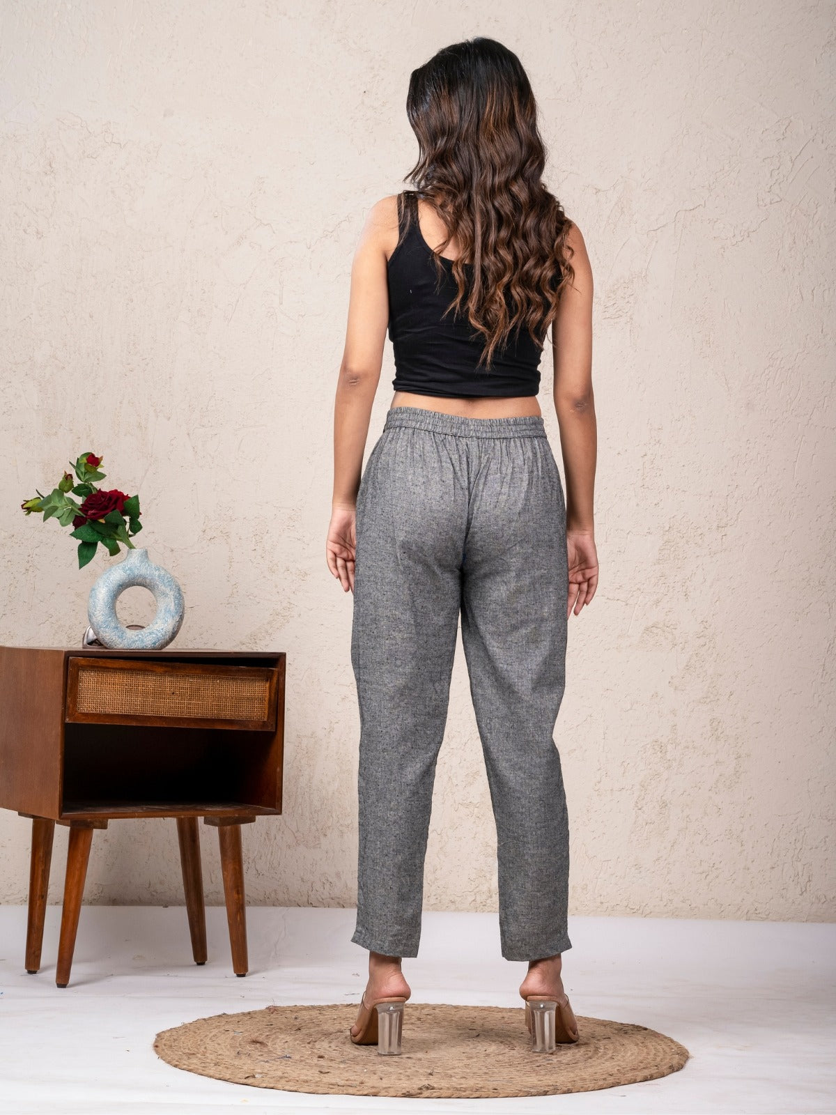 Women Solid Grey South Cotton Trouser