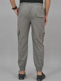 Combo Pack Of Mens Wine And Grey Five Pocket Cotton Cargo Pants