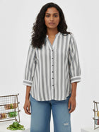Grey Pleated shoulder Stripe Shirt