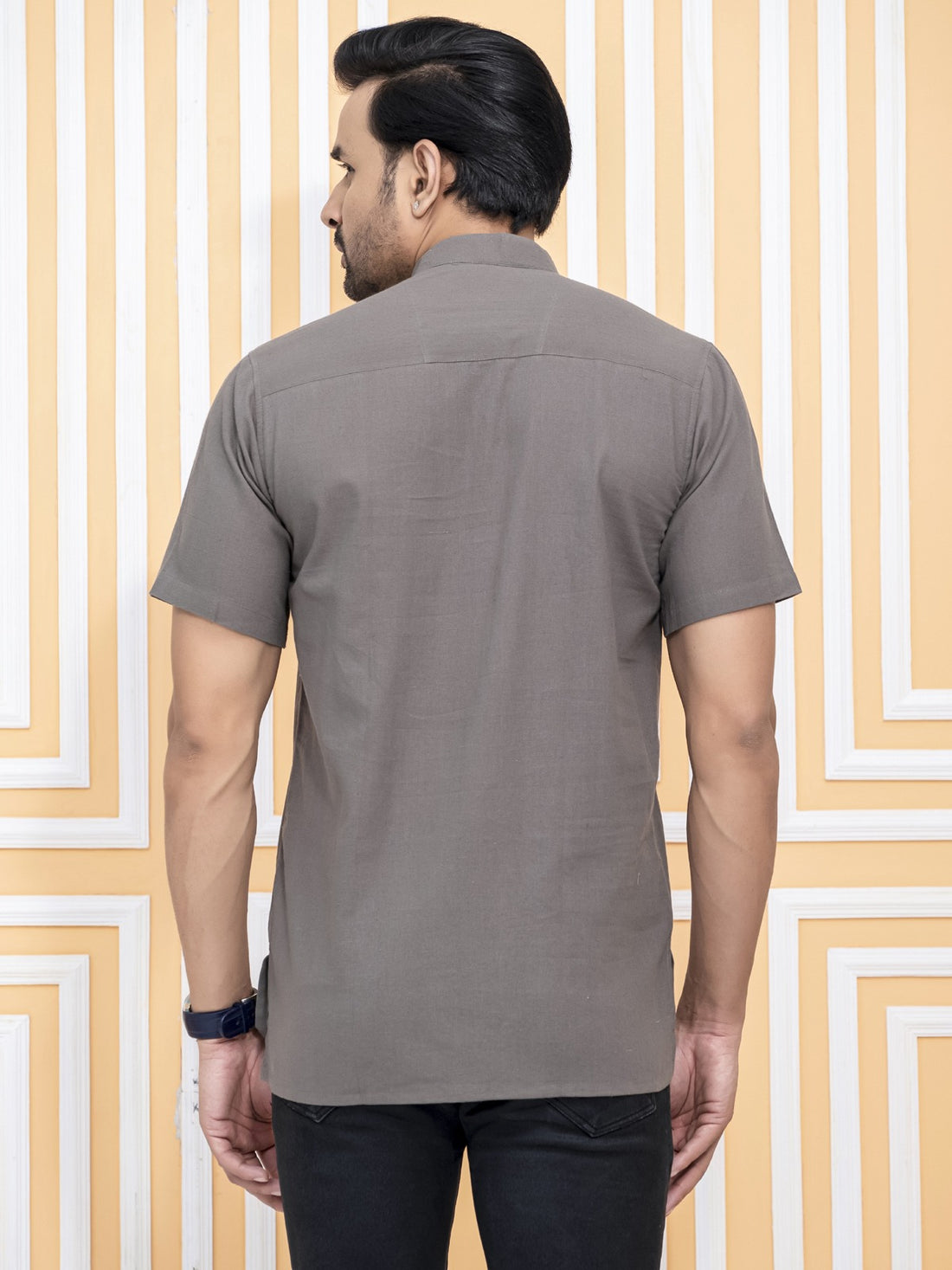 Pack Of 2 Mens Grey And Navy Blue Cotton Short Kurta Combo