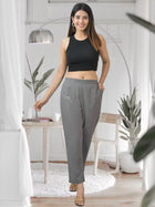 Grey Half Elastic Airy Linen Cotton Pants