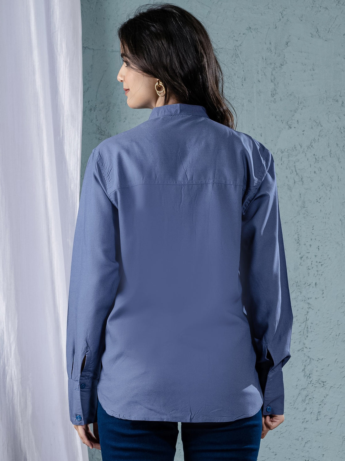 Women Solid Grey Viscose Shirt