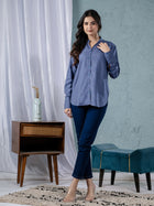 Women Solid Grey Viscose Shirt