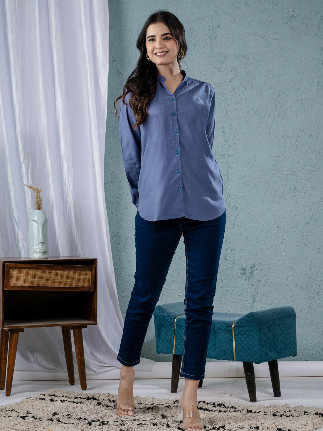 Pack Of 2 Grey And Sky Blue Solid Viscose Shirts Combo