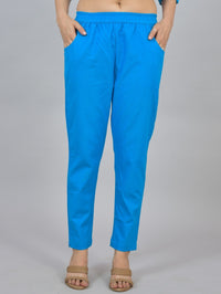 Quaclo Womens Solid Light Blue Cotton Top-Pyjama Co-Ords Set