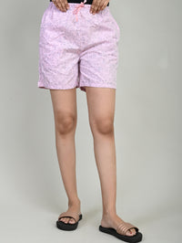 Pack Of 3 Light Pink, Pink And White Printed Women Shorts Combo