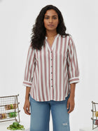 Maroon Pleated shoulder Stripe Shirt