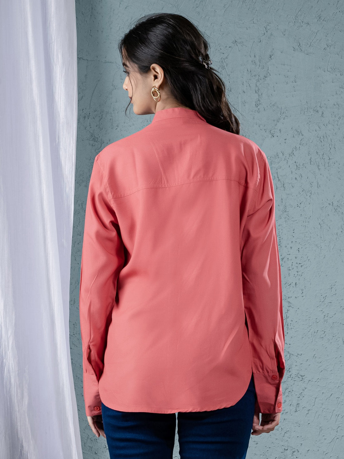 Women Solid Mauve Pink Viscose Shirt