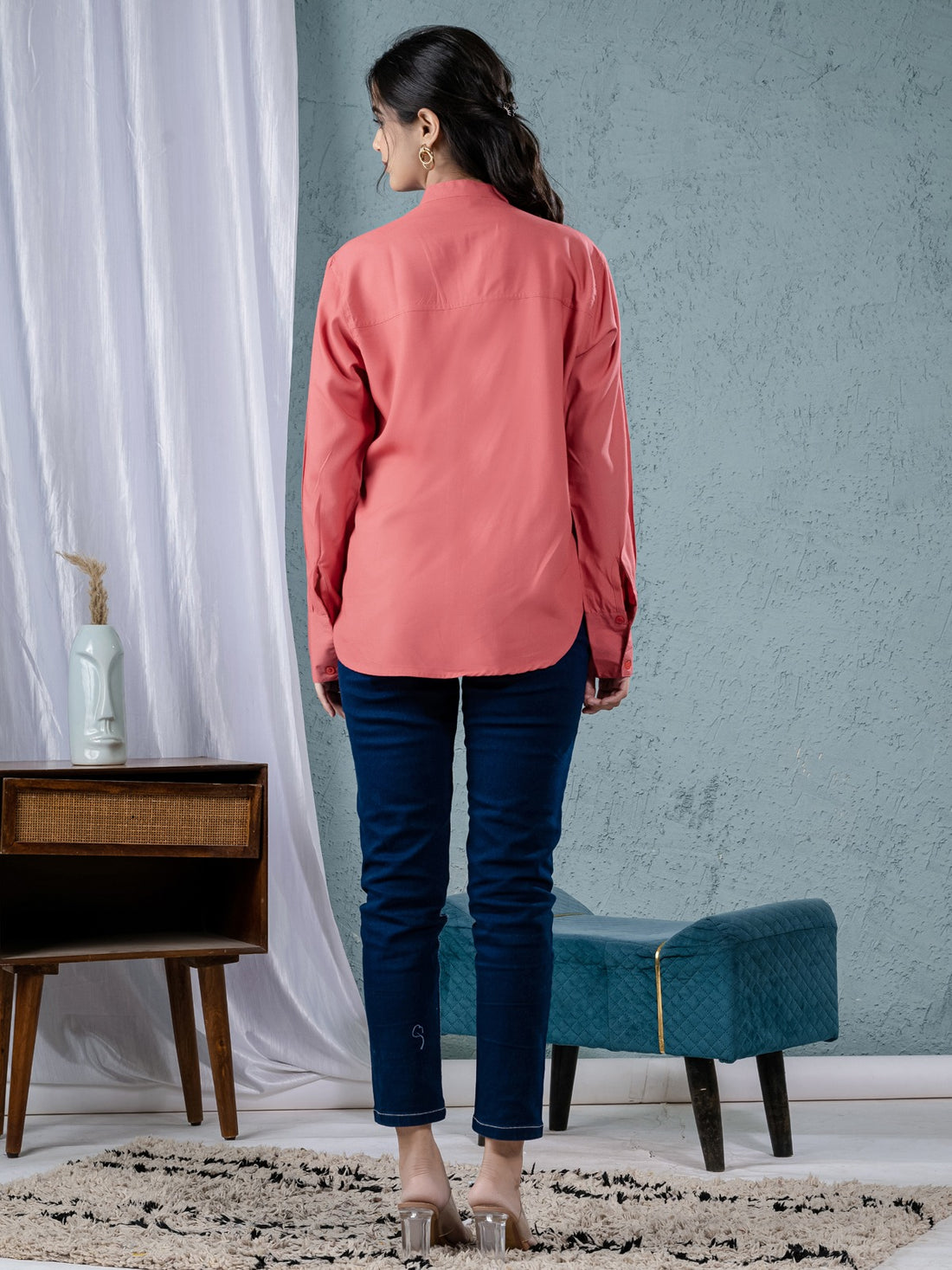 Pack Of 2 Mauve Pink And White Solid Viscose Shirts Combo