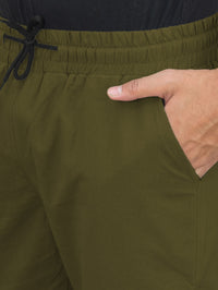 Mehendi Green Airy linen Summer Cool Cotton Comfort Joggers for men
