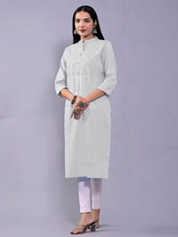 Women Solid Melange Grey Woven South Cotton Kurti