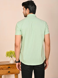 Mens solid Green Half Sleeve Cotton shirt