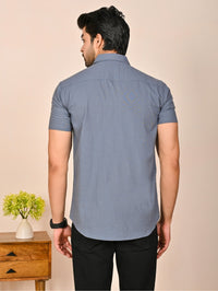 Mens solid Grey Half Sleeve Cotton shirt