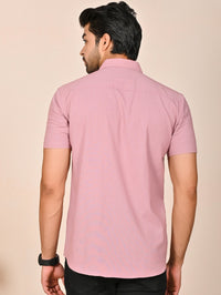 Mens solid Pink Half Sleeve Cotton shirt