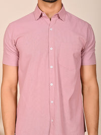 Mens solid Pink Half Sleeve Cotton shirt