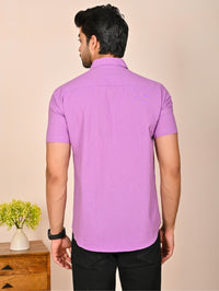 Mens solid Purple Half Sleeve Cotton shirt