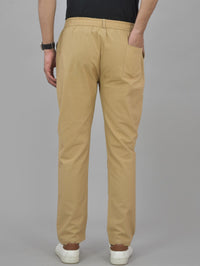 Combo Pack Of Mens Beige And White Regualr Fit Cotton Trousers