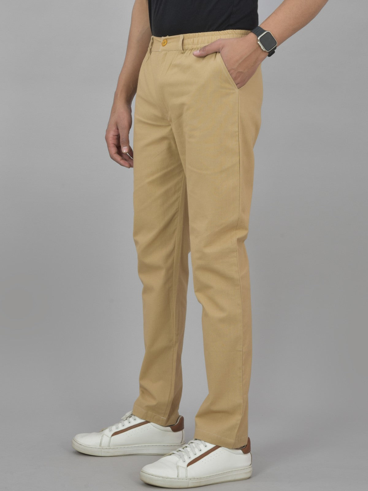 Beige Airy linen  Summer Cool Cotton Comfort Pants For Men