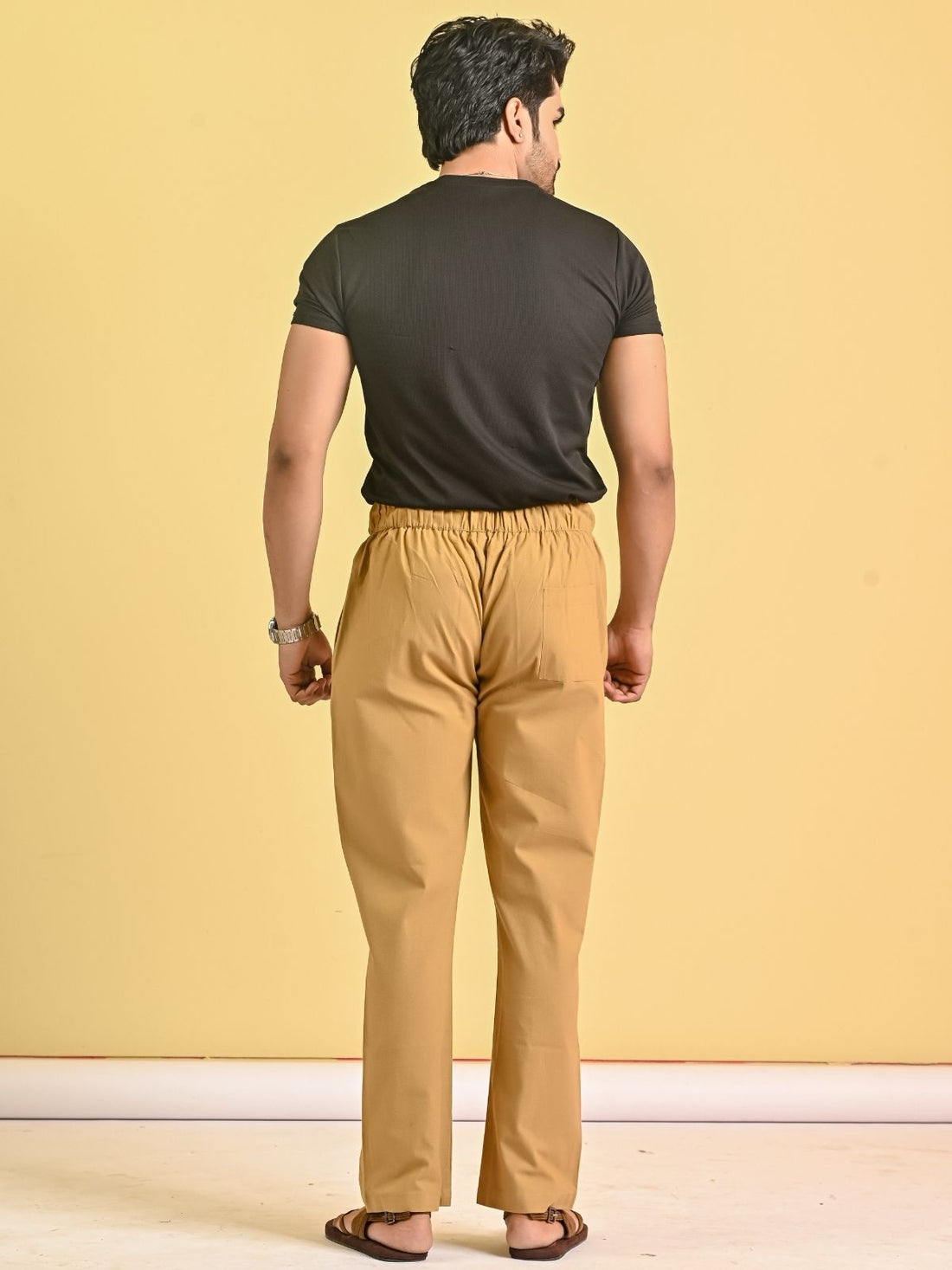 Mens Beige Loose Fit Pajama Pant