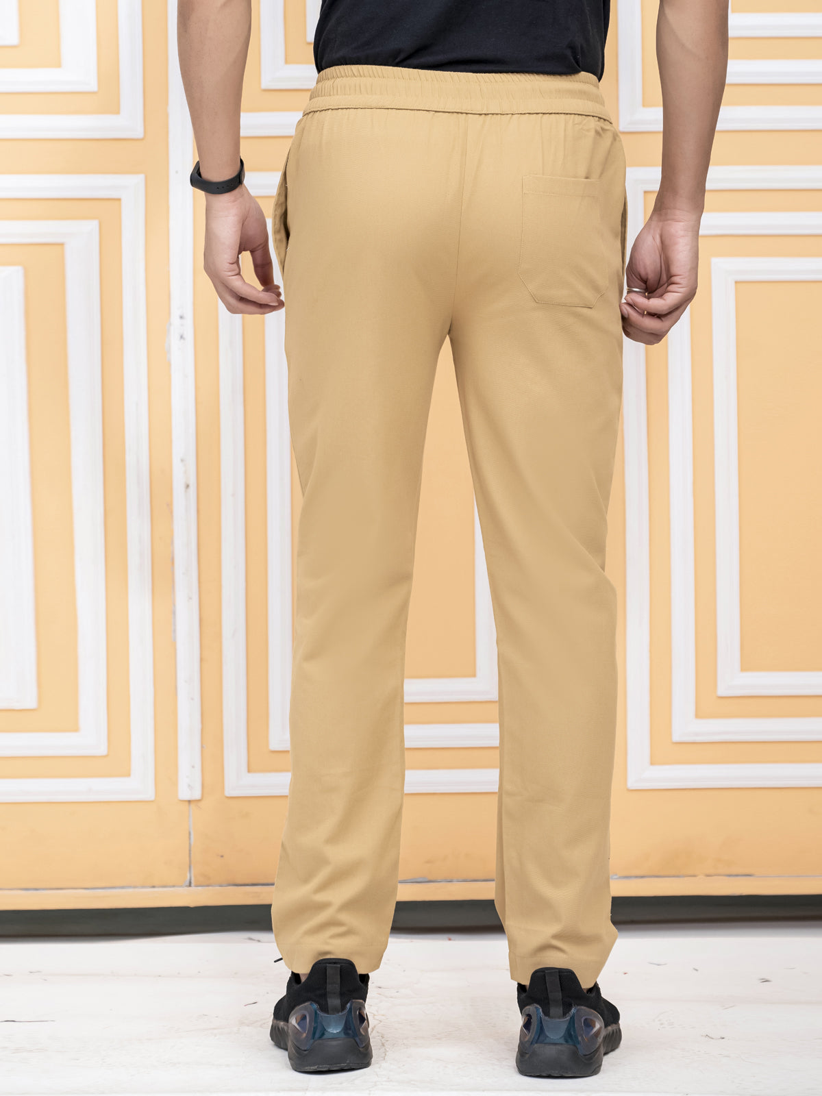 Quaclo Mens Regular Fit Beige Twill Pyjma Pant