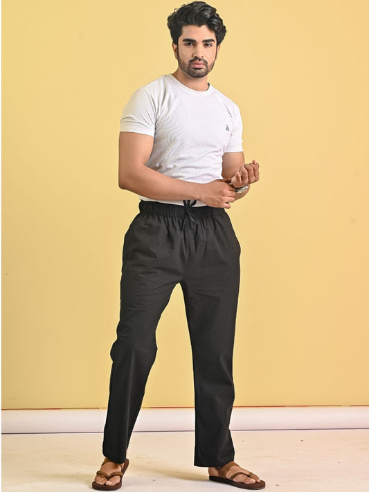 Mens Black Loose Fit Pajama Pant