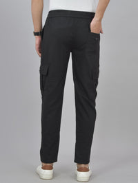 Pack Of 2 Mens Black And Melange Grey Twill Straight Cargo Pants Combo