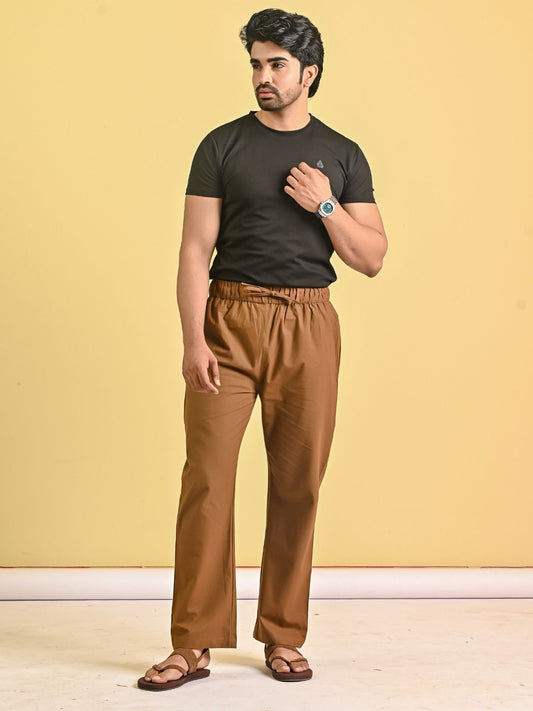 Mens Brown Loose Fit Pajama Pant