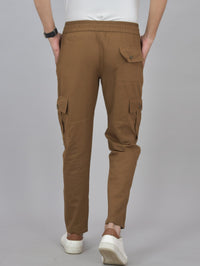 Pack Of 2 Mens Brown And Navy Blue Twill Straight Cargo Pants Combo