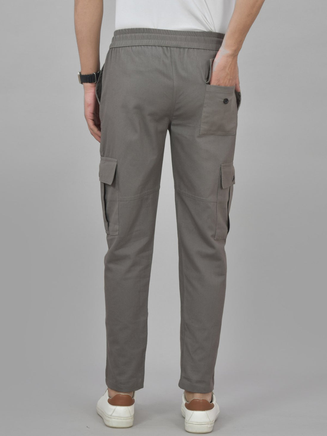 Mens Grey Twill Straight Cargo Pant