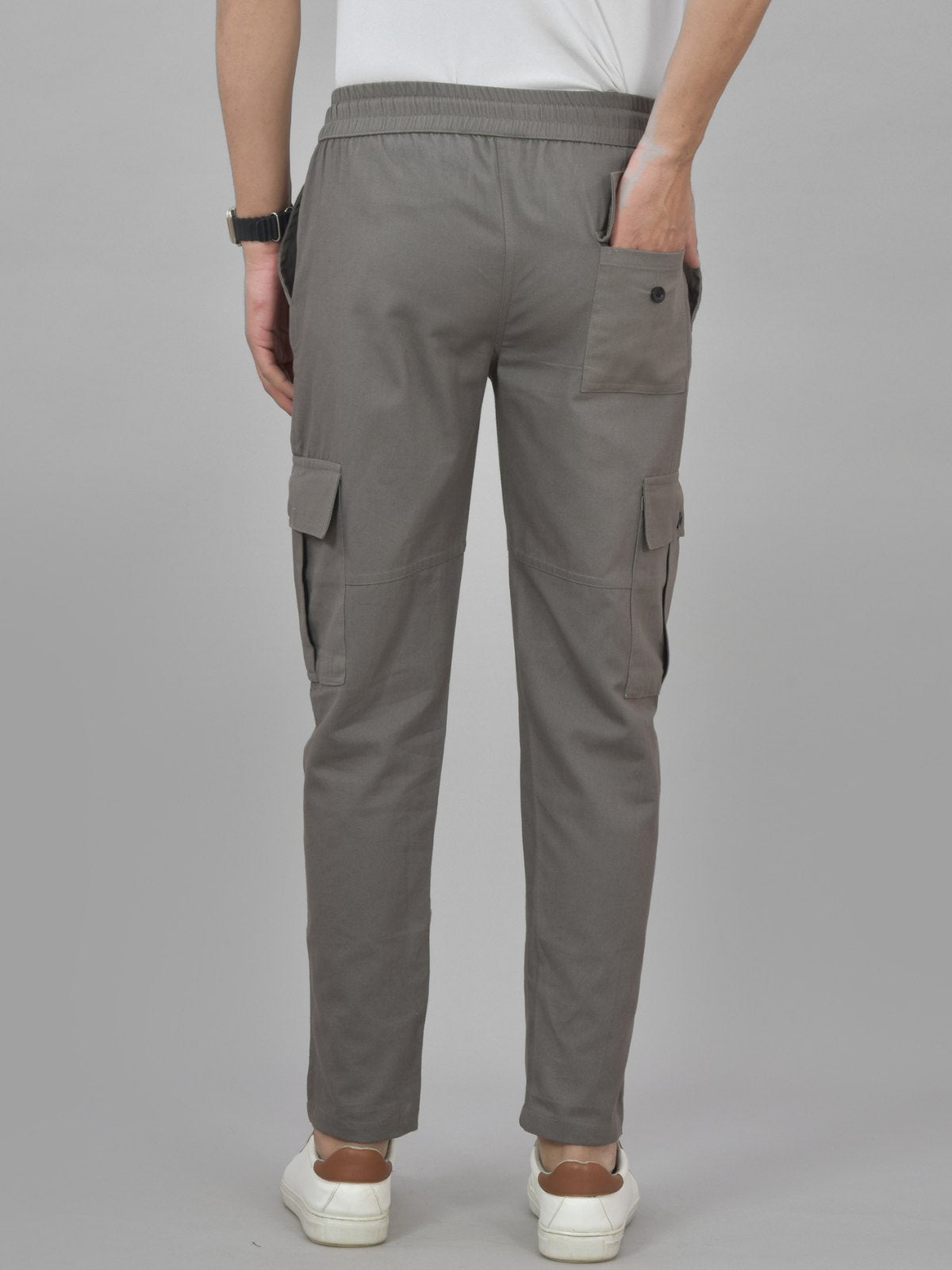 Pack Of 2 Mens Grey And Blue Twill Straight Cargo Pants Combo